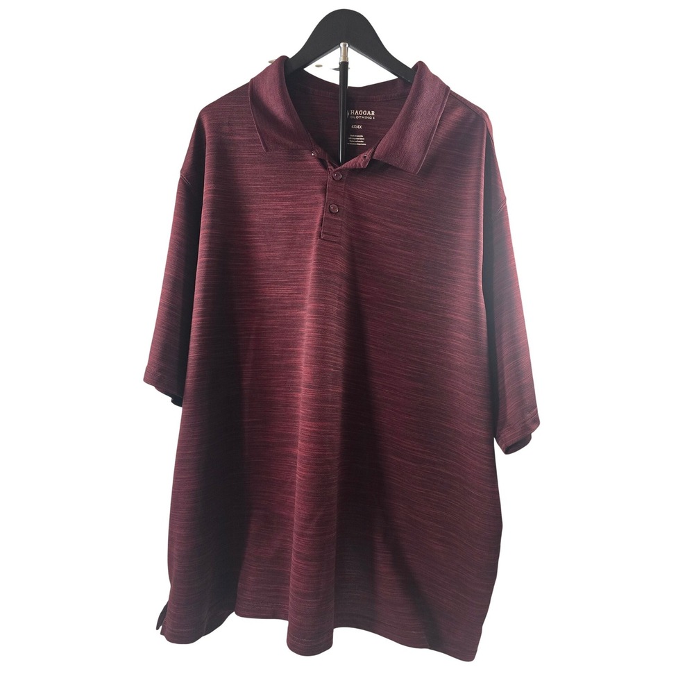 Haggar Mens 4X Polo Shirt Burgundy Maroon Space Dye Performance Short Sleeve 4XL